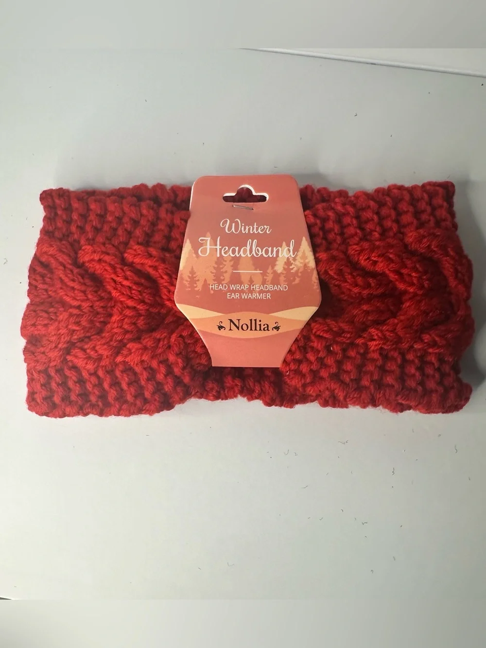 NWT Nollia Cable Knit Winter Headband Ear Warmer Red One Size